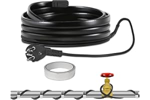 TOFFCAEA Cavo Scaldante per Tubi Antigelo, Tubo di Riscaldamento antigelo autoregolante con termostato, protezione antigel, per tubo dell'acqua, impermeabile (12M) (Nero, 2 Metri)
