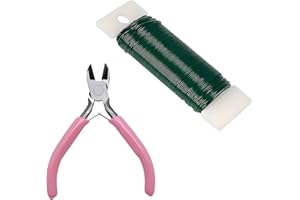 MICJLLT Florist Wire with Cutter,Floral Arrangement Kit - Green Wreath Wire and Paddle Wires Cutter 22Gauge Garden Floral Stem Wires Floristry Making Supplies,Wreath Making Supplies for Craft Flower Festival