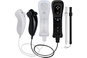 TechKen 2 Pcs Remote Controller for Wii, Remote Game Controllers Compatible with Wii Remote Nunchuck Replacement (White Black)