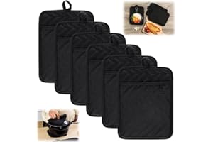 SLTAXAR 6 PCS Maniques Cuisine Tissu 24 * 18cm Gant Cuisine Anti Chaleur Gant Cuisine Four Gants de Four Anti Chaleur Manique Barbecue Anti Chaleur Maniques Cuisine Noir pour Cuisson Pâtisserie