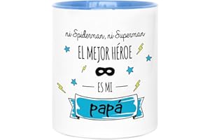 LA MENTE ES MARAVILLOSA - Taza de Cerámica con Frase |Ni Spiderman, ni Superman el Mejor Héroe Es mi Papá| 330 ml Regalo Original para Papá, Taza de Café y Té