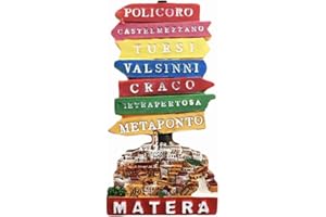 WEDARE MAGNET SOUVENIR Matera Italy - Calamita da frigorifero in 3D con segno stradale in 3D, idea regalo, decorazione per casa e cucina, collezione Matera
