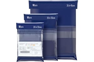 Wemk Bolsas para Envíos, 30 Pcs Sobres Envíos Vinted, 3 Tamaños, Bolsas Sobres Correo Plástico, Autoadhesivos, Impermeable, Opaco