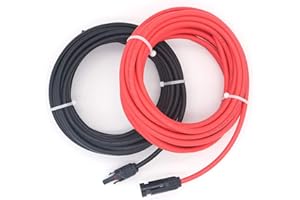 NUZAMAS - Par de Cables de extensión de núcleo único de 9,15 m (10 AWG) con Conectores (Macho y Hembra) para Paneles solares y Sistemas de energía Solar RV Caravan