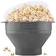The Original Korcci Microwaveable Silicone Popcorn Popper, Microwave Popcorn Popper, Collapsible Microwave Popcorn Maker Bowl, No Oil Required, Use In Microwave, Dishwasher Safe (Grey)
