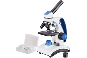 AmScope M162C-2L-PB10 Microscopio escolar de metal con lente de cristal y 2 luces, 40x - 1000x