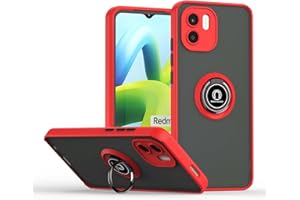 ILING Funda para Xiaomi Redmi A1/Xiaomi Redmi A2, Ultra Delgado Mate Translúcido Antigolpes Dura PC Carcasa, Suave Silicona TPU Bumper Estuche con Anillo de Soporte (Rojo)