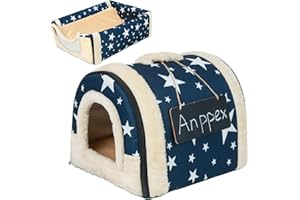 ANPPEX 2 en 1 Casa y Sofá para Mascotas, Lavable a Máquina Casa Cama de Perro Gato Puppy Conejo Mascota Antideslizante Plegable Suave Calentar con Cojín Extraíble Colchón