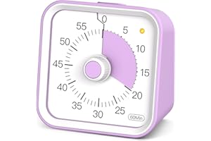 InfPokid Minuteur Visuel Timer Enfant avec Fonction Pause, Compte à Rebours de 60 Minutes Minuteur Enfant pour Salle de Classe, études, Cuisine, Silencieux Gestion du Temps pour Le TDAH (Violet)