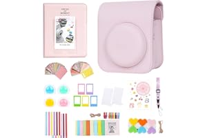 Aisnyho 12 in 1 Accessories Kit for Fujifilm Instax Mini 12 Camera with Camera Case+Photo Album & Frames+DIY Sticker+Wall Hanging Frame+Colored Filter+L Tabletop Frame (Blossom Pink)