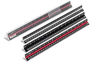 Rulex Dreikantlineal aus Metall, 30 cm, schwarz, 1:1, 10, 1:2, 1:20/1:5, 1:50, 1:100, 1:200/1:500, 1:1000, 1:1000, 1:1250, 1:2500