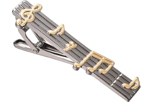 RunootPR Music Tie Clip for Men Silver Black Tie Bar Clip Fashion Tie Pin Wedding Holiday Party Jewelry Gift
