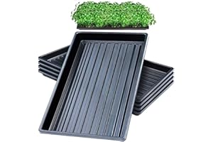 LANPEW 10 Stück Anzuchtschalen ohne Abflusslöcher 50x25cm Perfekte Gartensamen-Anzuchtschalen für Setzlinge Gärtnern im Innenbereich,Mikrogrün Weizengras Hydrokultur (Neues schwarzes 10-Pack)