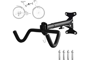 SuQurtom Adjustable Bike Wall Mount, Foldable Horizontal Bicycle Storage Rack with Foam Padding, Heavy Duty Steel Wall Bracket for Indoor Cycles (Space Saving, Easy Installation, Anti-Scratch)