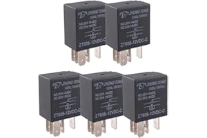 ESUPPORT Car Heavy Duty Relay Switch 12V 30A SPDT 5Pin Waterproof Electrical Automotive Pack of 5