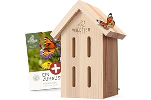 wildtier liebe Schmetterlingshaus - Wetterfest & Unbehandelt aus Massiv-Holz I Insektenhotel Schmetterling I Schmetterlinge züchten für den Garten, Balkon