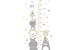 Himki Toise murale pour chambre d'enfant - Motif animaux de la forêt - Cadeau de croissance pour garçons et filles - Dimensions : 50 à 150 cm - Animaux Smiley