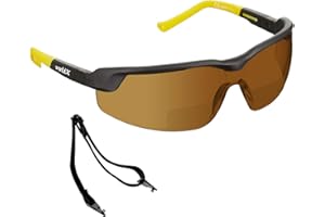 voltX 'GT Adjustable' Gafas de Seguridad de Lectura bifocales adjustables, (MARRÓN dioptria 2.0) Certificado CE EN166FT, Revestimiento antiempañamiento, Lentes UV 400. Bifocal Safety Readers.