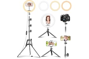 PEYOU 12" Ring Light avec Trépied Grand 183 CM et [Trépied de Bureau]-LED Anneau Lumineux avec 3 Modes Eclairage et 10 Niveaux, Trepied Telephone pour Selfie/Caméra/Youtube/Photography/Maquillage/Vlog