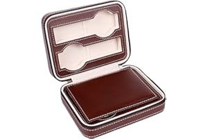 DEPURAGUA Maestrorelojero - Étui de luxe pour montres avec fermeture éclair pour 4 montres | Sécurité et ordre | Design plaque centrale | Portable pour hommes et femmes | Noirs, Marron,