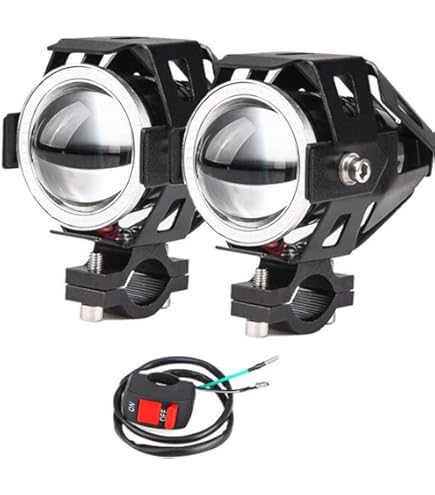 Baceyong LED Lens Koplampen, 30W Dual Halo Motorfiets Koplamp LED Projector Lens Angel Devil Eye Spot Light, IP67 Waterdicht, Stofdicht, Schokbestendig