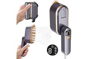 SAIKERMAN Travel Steamer for Clothes with LED Screen 2 in 1 Portable Iron, 3 Steam Levels & 150ML Water Tank, 10S Fast Heat-up, 1200W Powerful 180°Foldable Wrinkles Remover Steamer for Travel, Home (Purple)