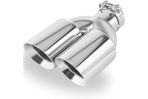 Atokrtact Dual Exhaust Tip 2.5 Inch Inlet to 3.5" Outlet 10" Length Exhaust Tailpipe Tip, 304 Stainless Steel Double Layer Staggered Exhaust Tips Chrome Polished