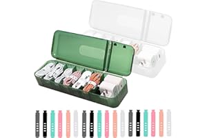 HBSFBH Caja Organizador de Cables USB, 2 Piezas Caja de Gestión de Cables, Caja de Gestión de Cables con 7 Compartimentos & 18 Bridas de Cables, Caja de Almacenamiento para Cable, para hogar y Oficina