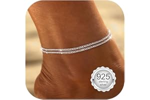 CASSIECA Bracelets de Cheville pour Femme Empilable Bracelet Cheville Ajustable Corde Chaîne Perlée Pied Bijoux de Plage pour Femme