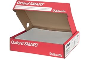 Esselte OXFORD SMART, 6 Confezioni da 50 Buste a perforazione universale DE LUXE, Formato 22x30 cm, PP Antiriflesso, con Scatola Multiuso, Adatta a Casa e Ufficio, 391098600