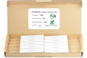 Chanzon 10 piezas 10W Resistencia de cemento 1K Ω ohm Componente electrónico de resistencia de potencia de alta precisión ±5% Tolerancia Inducción bobinada 1KR