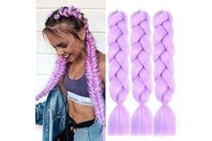 ‎JOOCEEBABY Helllila Kunsthaar Zum Einflechten 24 Zoll 3packs Easy Jumbo Braid Vorgedehnte Extensions Haar Zum Einflechten Braids ZopfverläNgerungen Braids Extensions