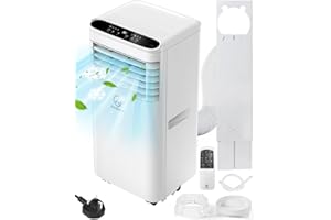 ANDIZUN Portable Air Conditioner, 9000 BTU 4-In-1 Powerful Air Conditioning Unit, Dehumidifier, Ventilation, Cooling Fan with Sleep Mode, Remote Control, Digital Display, 24 Hour Timer for Rooms Up to 215ft