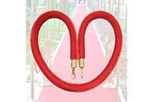 Oubesty Velvet Rope Barrier, Red Twisted Queue Barrier Rope 1.5M Velvet Stanchion Rope Crowd Control Rope With Gold Chrome Plated Hooks For Hotel Restaurant Cinema Public Buildings
