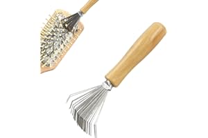 ELITECRAN Nettoyant pour Peigne à Cheveux, Brosse Nettoyante pour Nettoyer Peignes, Outils de Nettoyage pour Peignes avec Manche en Bois pour nettoyer les brosses, peignes, tapis de bain, tapis