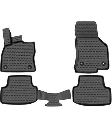 Rizline Perfecte 3D-vloermatten voor de auto, compatibel met Volkswagen Golf 4 1997-2003, auto-accessoires 1e en 2e rij, rubberen matten, auto's, TPE, all-weather, geurloos, antislip, voor en achter