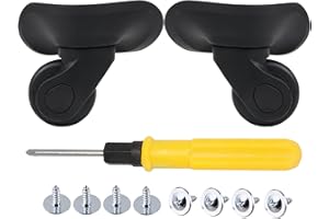 RDEXP Black 9.1cmx10.7x4.9cm Left & Right Luggage Wheels with 10 Screws Replacement Set of 2