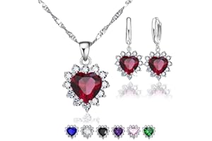 CRYSTALINA Parure Gioielli Donna, Collana da Donna e Orecchini Donna Argento 925 Donna con Ciondolo Cuore, Set Regalo Donna, Set Argento Donna, Gioielli da Donna in Argento S925 e Zirconi Colorati