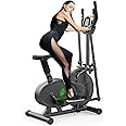 Neezee Elliptical Cross Trainer, Upgraded Cross Machine with LCD Monitor - 2 in 1 Exercise Bike Workout Machine Max Weight 265LBS