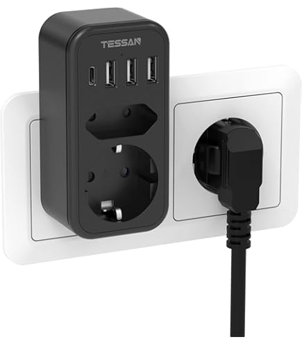 Voomy 6-in-1 Stekkerdoos Met Usb, Stekkerblok Met Schakelaar  4000w Verlengdoos Met 2 Stopcontacten En 4 Usb Poorten Stekk Aanbieding 31144191