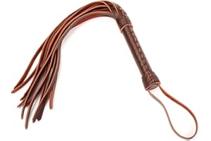 runrayay Faux Leather Brown Whip Handmade Bullwhip, 19'' Whip Costume Accessory Horse Riding Crops Equestrianism Whips for Cosplay Costume Accessories