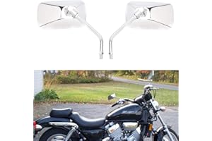 DREAMIZER M10 Rétroviseurs Moto Rectangle chromé pour Bobber ATV Street Bike Cruiser Chopper
