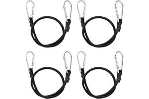 HIOIP 4 Piezas 50CM Cuerdas Elásticas con Ganchos de Mosquetón, Correas de Amarre de Equipaje de Tienda de Campaña, Correas Elásticas Transporte para Acampar Equipaje Viajes(Negro)