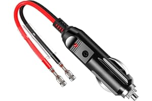 BLKING Cigarette Lighter Plug 12V Fused Replacement Cigarette Lighter Male Plug Adapter with Leads & LED Light & Extension Cable, 16AWG Extension Cable with 15A Fuse (1)