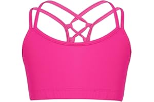 MSemis Fille Débardeur de Sport Gilet Brassière sans Armature Haut de Danse Sport Gymnastique Fitness Musculation Haut de Bain Sportswear Dancewear pour Enfant 4-14 Ans