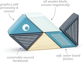 Tegu Magnetic Wooden Building Blocks - Travel Pal - Whale (6 Pieces)