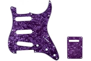 Musiclily Set de 11 trous SSS Pickguard et Plaque Arrière pour Guitare électrique style moderne, Fender (US/Mexique Made) Stratocaster Standard, 4 plis Perle Violet
