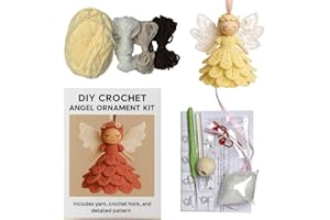 Cikiki DIY Crochet Angel Ornament Kit, 2025 New Handmade Yarn Craft Set for Beginners, Christmas Tree Decoration, Crochet Doll Hanging Ornament, Gift for Adults
