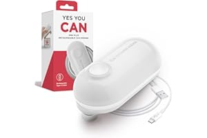 Kitchen Mama Mini Plus Apriscatole elettrico ricaricabile: compatto, ricarica di tipo C, senza uso delle mani, spegnimento automatico, bordo liscio, sicuro per alimenti (bianco)