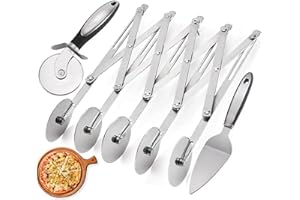 BEOIUCZZY Tagliapasta a 5 Ruote, Tagliapizza Regolabile In Acciaio Inossidabile Rotelle Tagliapizza Divisore Per Pasta a 5 Ruote Rotella Tagliapizza Set per Cucina, Ristorante, Cottura